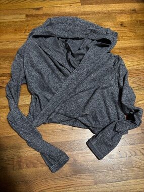 Ivivva girls wrap-style long sleeve shirt sweater heathered charcoal grey